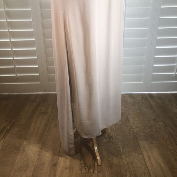H by Halston Tan Chiffon Sleeveless A-Line Shirt Maxi Dress 18 Lined Henley Plus - Picture 6 of 12
